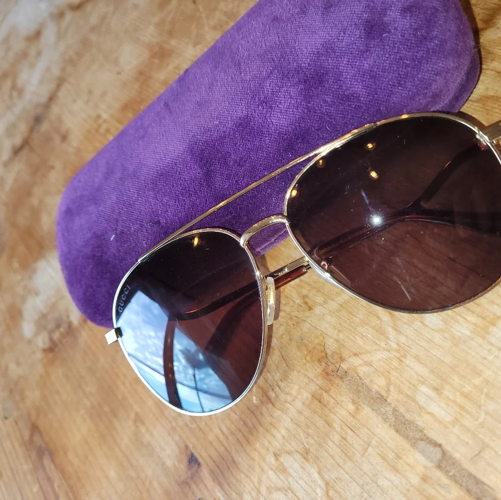 GUCCI Aviator Gold - Brown Sunglasses